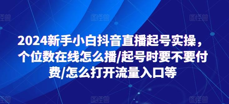 2024新手小白抖音直播起号实操，个位数在线怎么播/起号时要不要付费/怎么打开流量入口等-梦想波浪