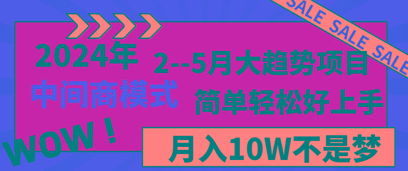 2024年2-5月大趋势项目，利用中间商模式，简单轻松好上手，月入10W不是梦-梦想波浪