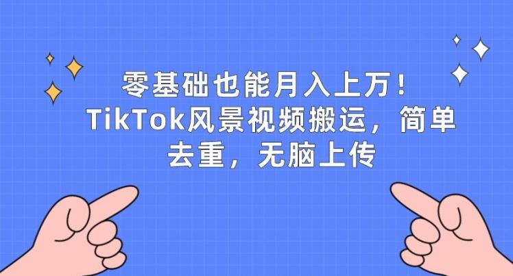 零基础也能月入上w，TikTok风景视频搬运，简单去重，无脑上传【揭秘】-梦想波浪