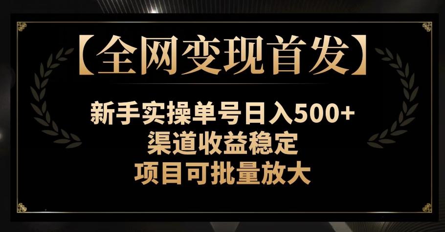 【全网变现首发】新手实操单号日入500+，渠道收益稳定，项目可批量放大【揭秘】-梦想波浪