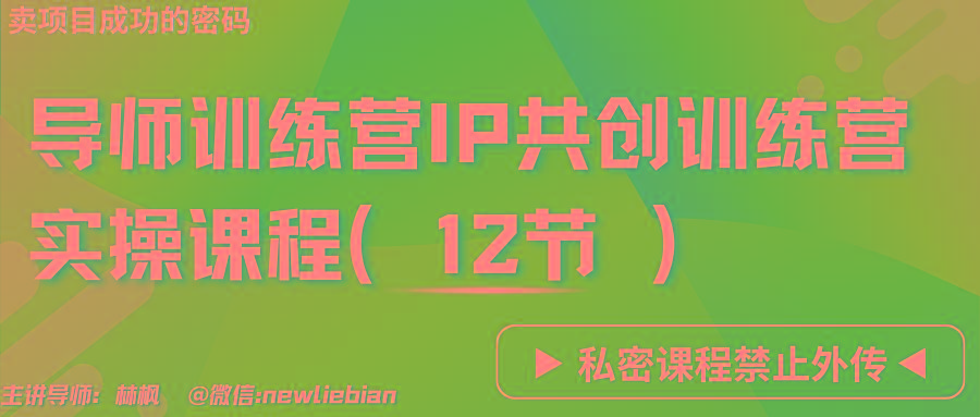 导师训练营3.0IP共创训练营私密实操课程(12节)-卖项目的密码成功秘诀-梦想波浪