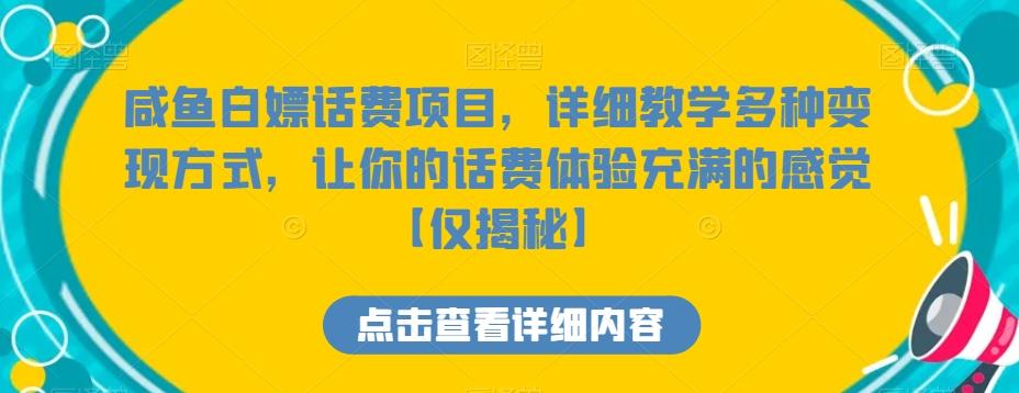 咸鱼白嫖话费项目，详细教学多种变现方式，让你的话费体验充满的感觉【仅揭秘】-梦想波浪