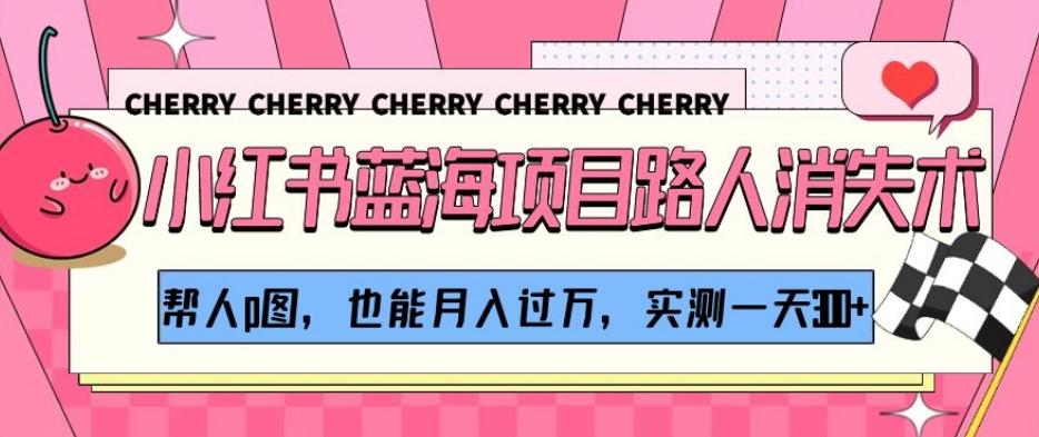 小红书蓝海项目路人消失术，帮人p图，也能月入过万，实测一天300+【揭秘】-梦想波浪