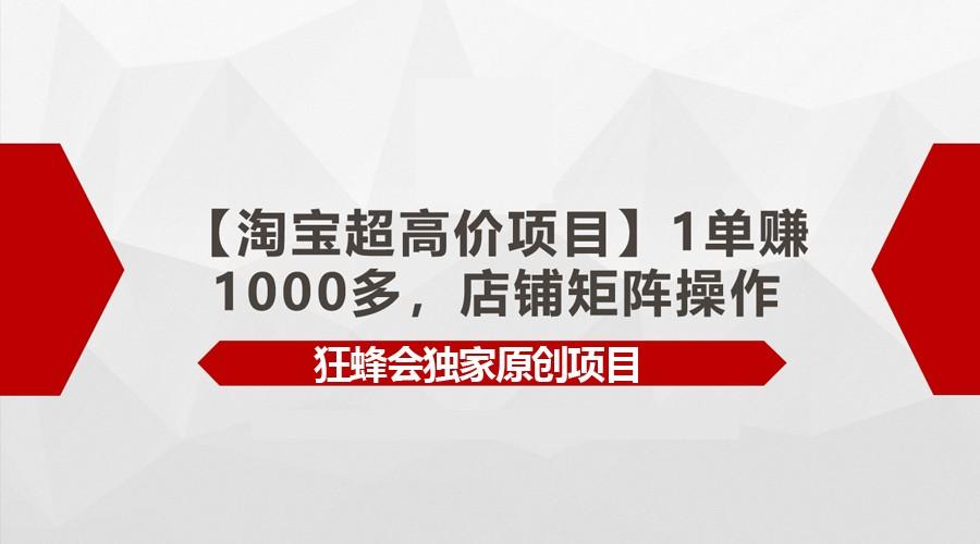 【淘宝超高价项目】1单赚1000多,店铺矩阵操作-梦想波浪