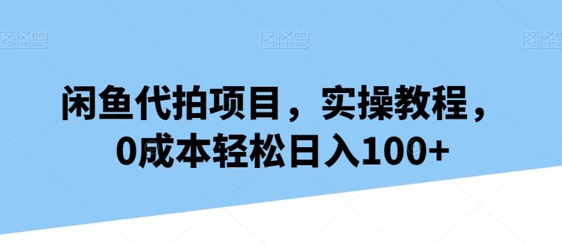闲鱼代拍项目，实操教程，0成本轻松日入100+-梦想波浪