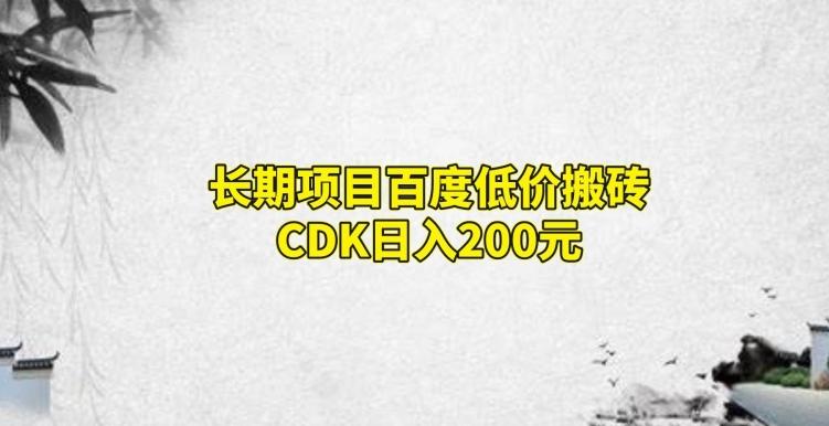 长期项目百度低价搬砖CDK，日入200-梦想波浪