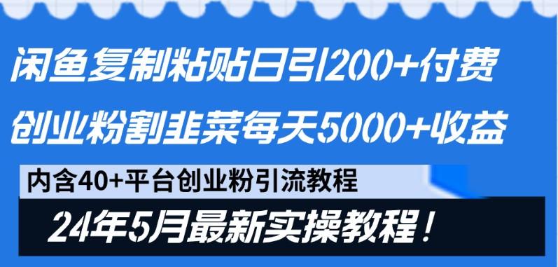 闲鱼复制粘贴日引200+付费创业粉,24年5月最新方法!割韭菜日稳定5000+收益-梦想波浪