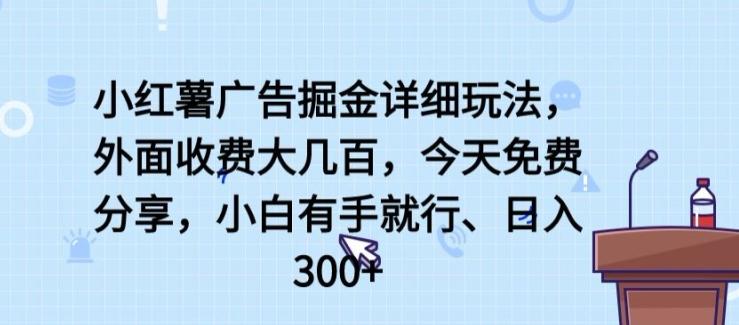 小红薯广告掘金详细玩法，外面收费大几百，小白有手就行，日入300+【揭秘】-梦想波浪