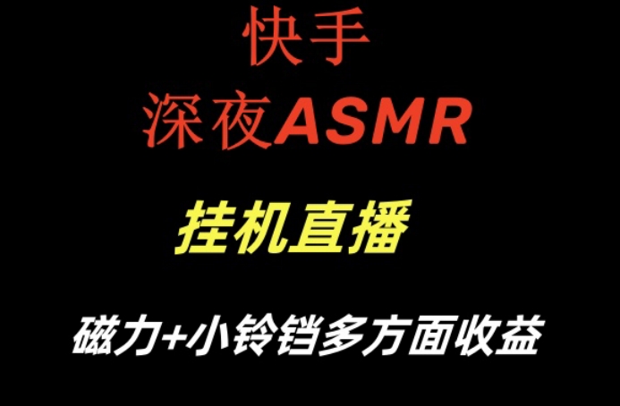 快手深夜ASMR挂机直播，磁力+小铃铛收益(附带工具和5G素材)【揭秘】-梦想波浪