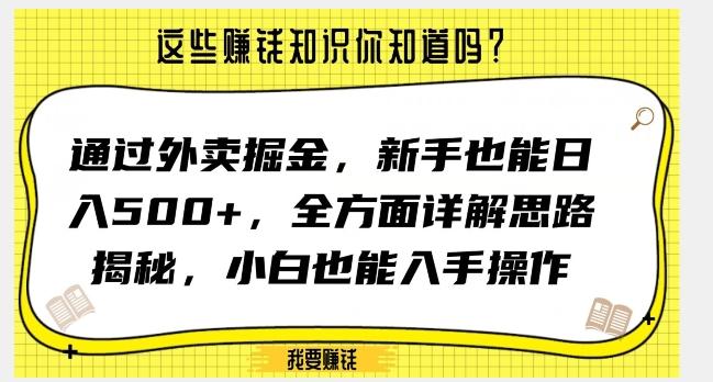 通过外卖掘金，新手也能日入500+，全方面详解思路揭秘，小白也能上手操作【揭秘】-梦想波浪