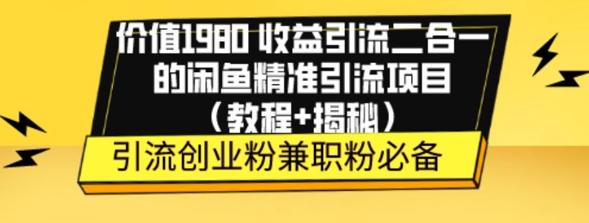 价值1980收益引流二合一的闲鱼精准引流项目（教程+揭秘）-梦想波浪