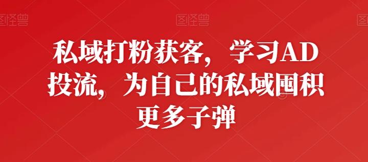 私域打粉获客，学习AD投流，为自己的私域囤积更多子弹-梦想波浪