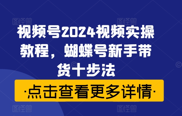 视频号2024视频实操教程,蝴蝶号新手带货十步法-梦想波浪