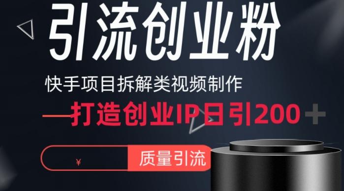 快手项目拆解类视频详细制作流程打造个人IP，单日引流200+高质量创业粉【揭秘】-梦想波浪