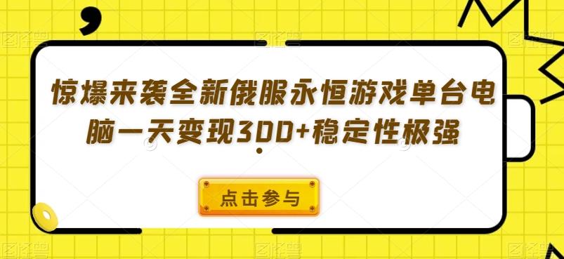 惊爆来袭全新俄服永恒游戏单台电脑一天变现300+稳定性极强-梦想波浪