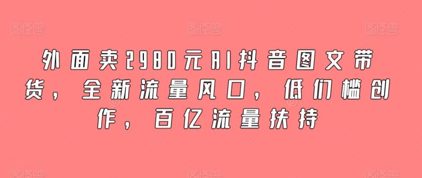 外面卖2980元AI抖音图文带货，全新流量风口，低们槛创作，百亿流量扶持-梦想波浪