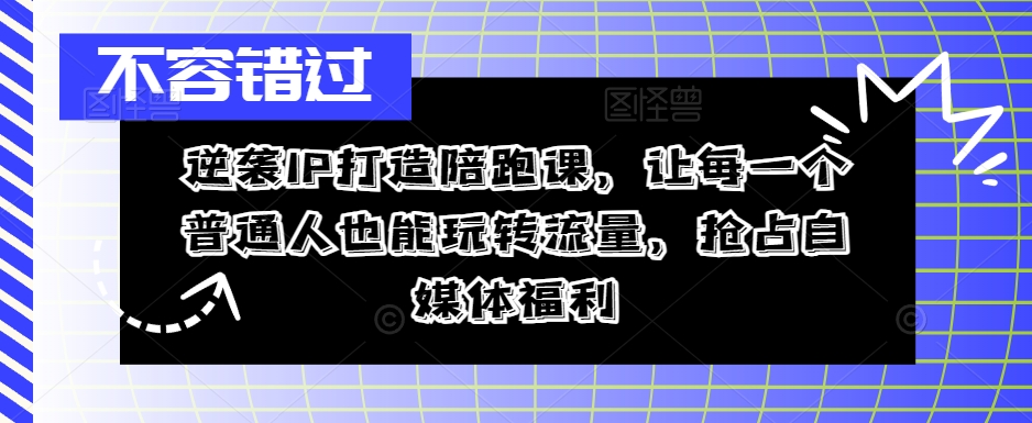 逆袭IP打造陪跑课，让每一个普通人也能玩转流量，抢占自媒体福利-梦想波浪