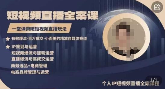 高品质IP短视频直播全案课程，一堂课俯瞰短视频直播玩法-梦想波浪