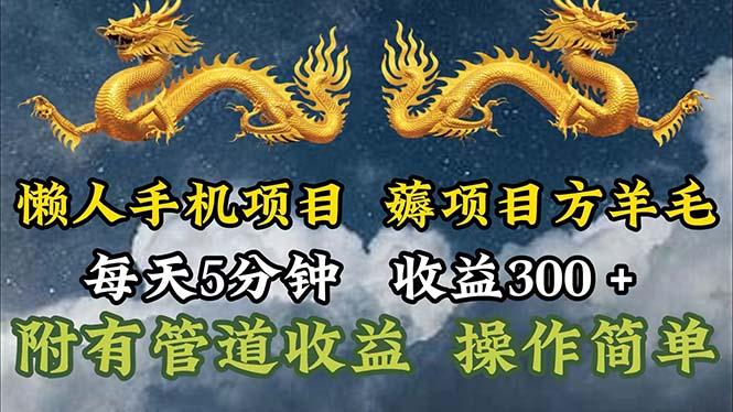 懒人手机项目，每天5分钟，每天收益300+，多种方式可扩大收益！-梦想波浪