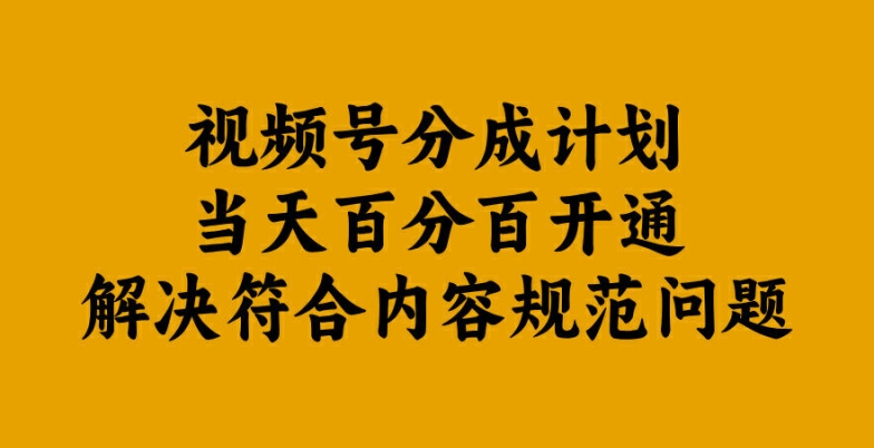 视频号分成计划当天百分百开通解决符合内容规范问题【揭秘】-梦想波浪