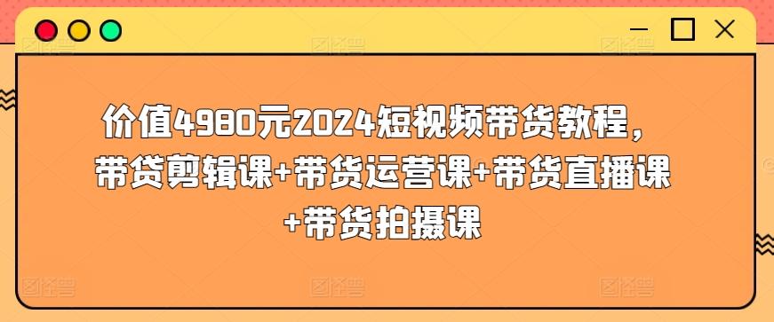价值4980元2024短视频带货教程，带贷剪辑课+带货运营课+带货直播课+带货拍摄课-梦想波浪