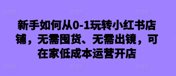新手如何从0-1玩转小红书店铺,无需囤货、无需出镜,可在家低成本运营开店-梦想波浪