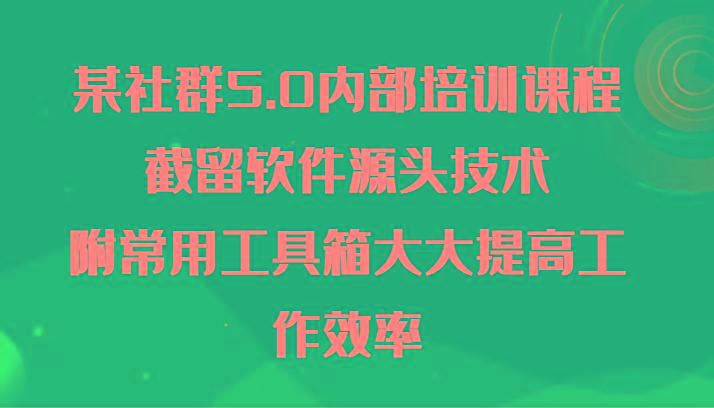 某社群5.0内部培训课程，截留软件源头技术，附常用工具箱大大提高工作效率-梦想波浪