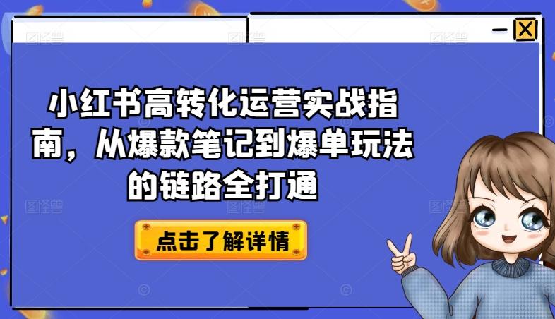 小红书高转化运营实战指南,从爆款笔记到爆单玩法的链路全打通
