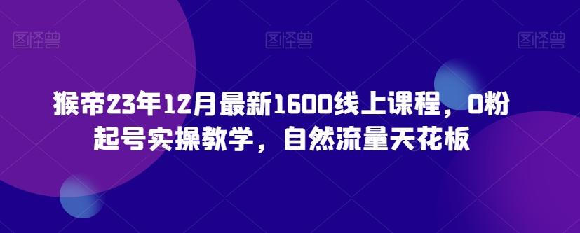 猴帝23年12月最新1600线上课程，0粉起号实操教学，自然流量天花板-梦想波浪