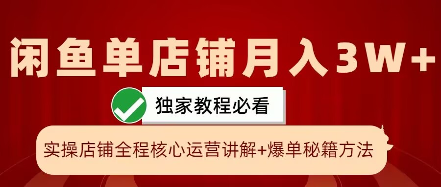 闲鱼单店铺月入3W+实操展示，爆单核心秘籍，一学就会【揭秘】-梦想波浪
