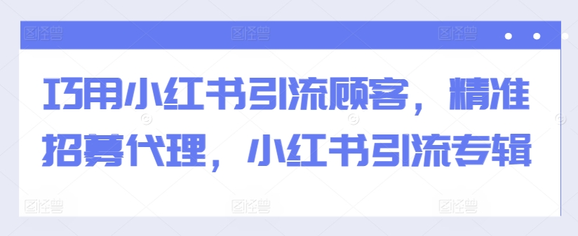 巧用小红书引流顾客,精准招募代理,小红书引流专辑-梦想波浪