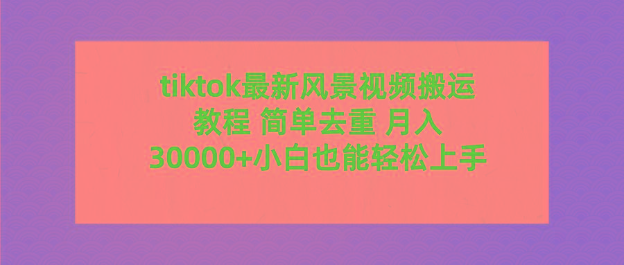 (9804期)tiktok最新风景视频搬运教程 简单去重 月入30000+附全套工具-梦想波浪