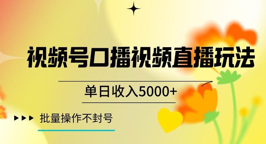 视频号囗播视频直播玩法，单日收入5000+，批量操作不封号【揭秘】-梦想波浪