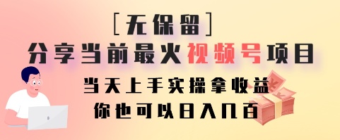 无保留分享当前最火视频号项目，当天上手实操拿收益，你也可以日入几百-梦想波浪