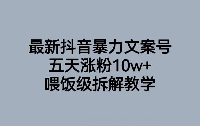 最新抖音暴力文案号，五天涨粉10w+，喂饭级拆解教学-梦想波浪