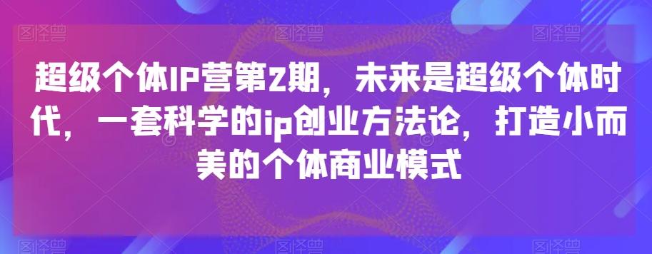 超级个体IP营第2期，未来是超级个体时代，一套科学的ip创业方法论，打造小而美的个体商业模式-梦想波浪