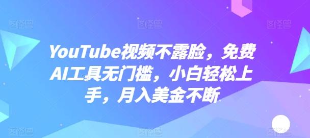 YouTube视频不露脸，免费AI工具无门槛，小白轻松上手，月入美金不断【揭秘】-梦想波浪