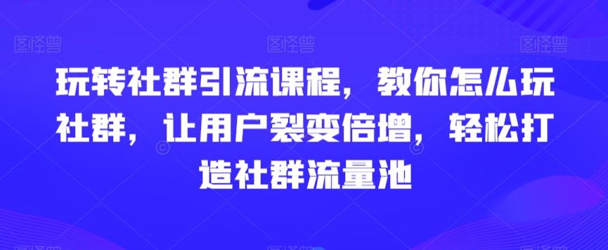 玩转社群引流课程，教你怎么玩社群，让用户裂变倍增，轻松打造社群流量池-梦想波浪