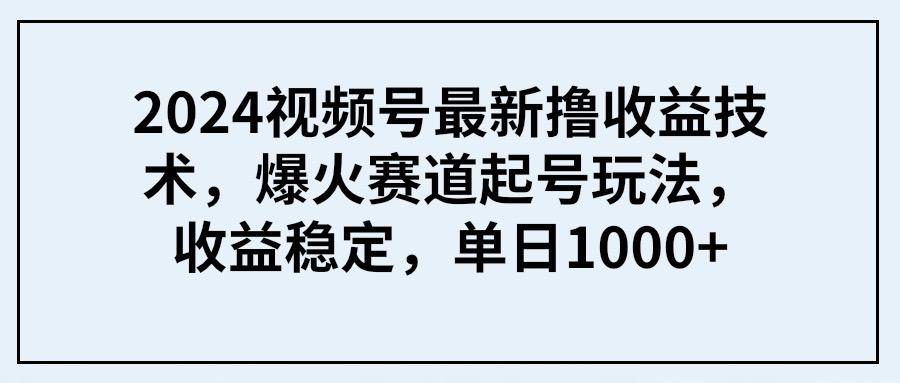 (9651期) 2024视频号最新撸收益技术，爆火赛道起号玩法，收益稳定，单日1000+-梦想波浪
