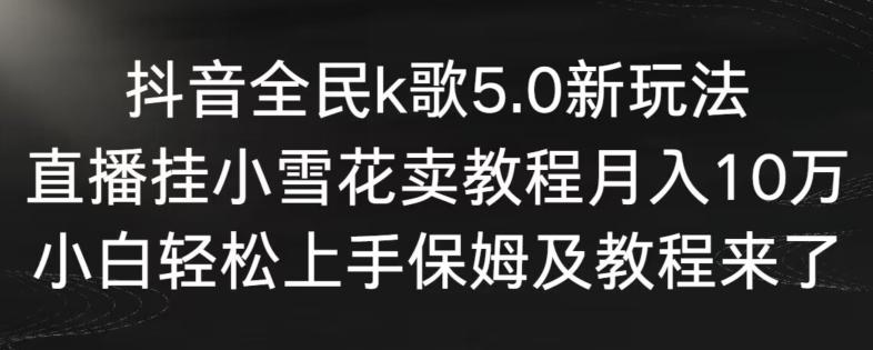 抖音全民k歌5.0新玩法，直播挂小雪花卖教程月入10万，小白轻松上手，保姆及教程来了【揭秘】-梦想波浪