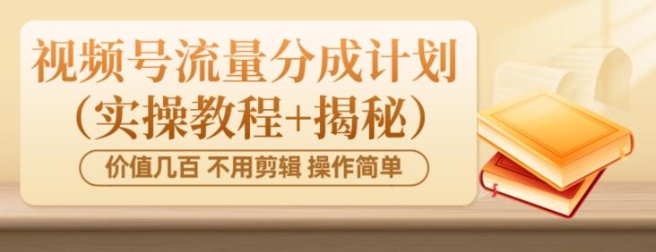 价值几百上千不用剪辑简单操作视频号流量分成计划(实操教程+揭秘)-梦想波浪