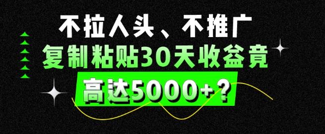 不拉人头、不推广，复制粘贴30天收益竟高达5000+？-梦想波浪