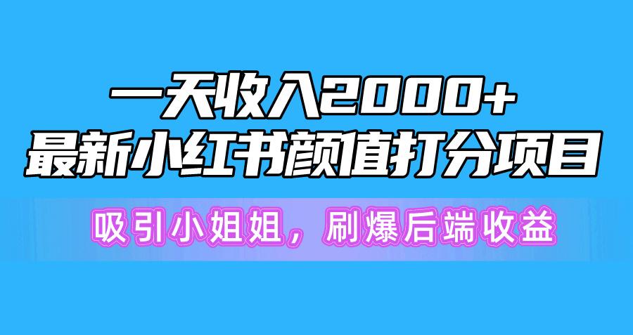 一天收入2000+，最新小红书颜值打分项目，吸引小姐姐，刷爆后端收益-梦想波浪