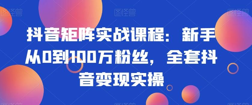 抖音矩阵实战课程:新手从0到100万粉丝,全套抖音变现实操-梦想波浪