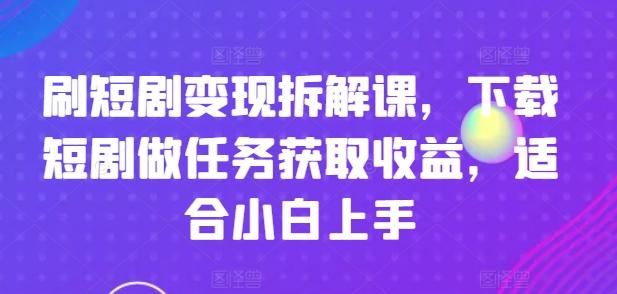 刷短剧变现拆解课，下载短剧做任务获取收益，适合小白上手-梦想波浪
