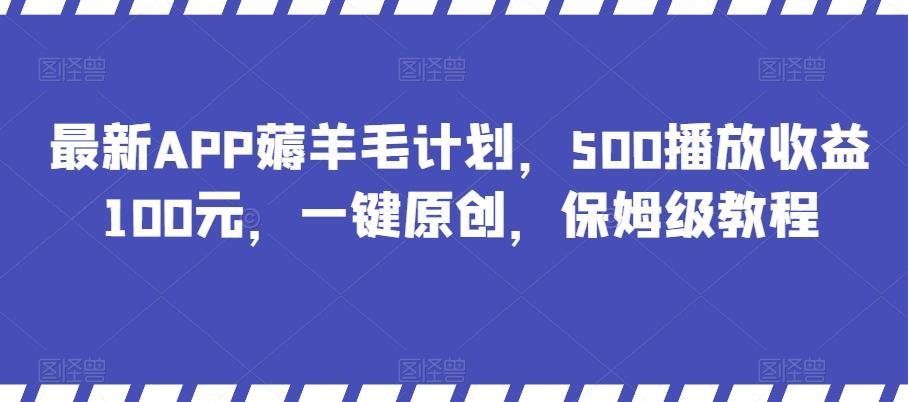 最新APP薅羊毛计划，500播放收益100元，一键原创，保姆级教程-梦想波浪