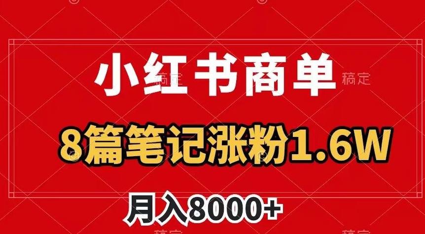 小红书商单最新玩法,8篇笔记涨粉1.6w,作品制作简单,月入8000+【揭秘】-梦想波浪