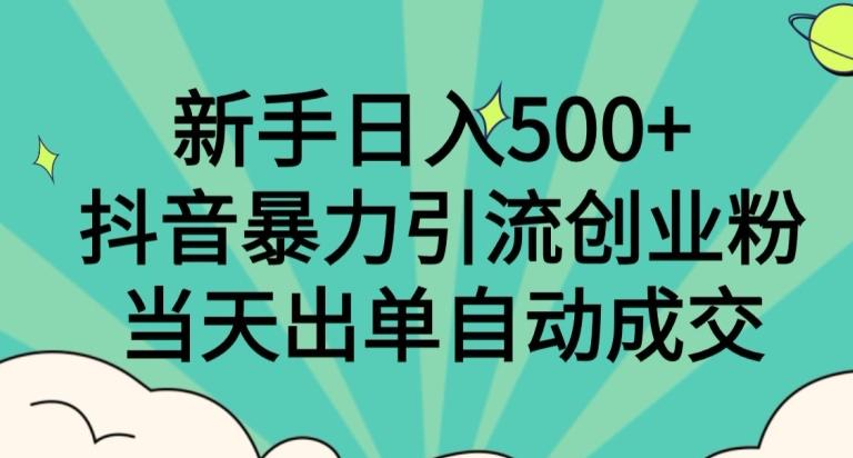 新手日入500+，抖音暴力引流创业粉，当天出单自动成交-梦想波浪
