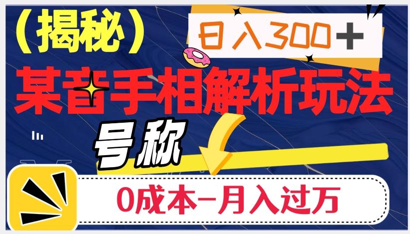 日入300+的，抖音手相解析玩法，号称0成本月入过万（揭秘）-梦想波浪