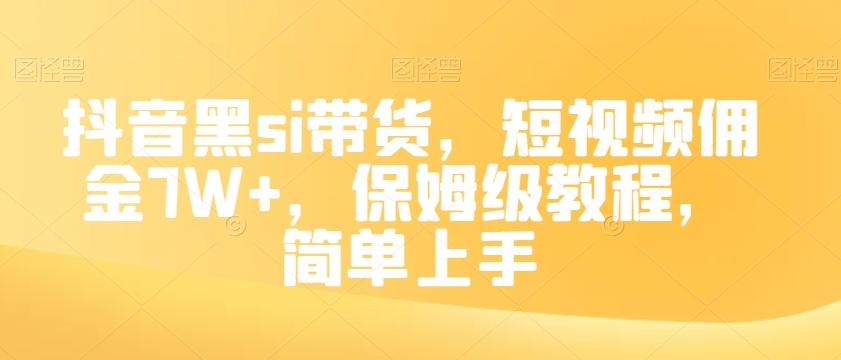 抖音黑si带货，短视频佣金7W+，保姆级教程，简单上手【揭秘】-梦想波浪